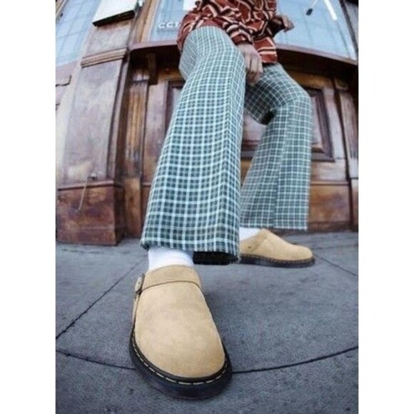 NWOB Dr. Martens Isham Brown Shearling Suede Slingback Mules Unisex Size M12/W13 main image 9
